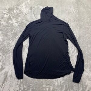 Prana Ice Flow Womens XS Black Turtleneck Long Sleeve Top Curved Hem